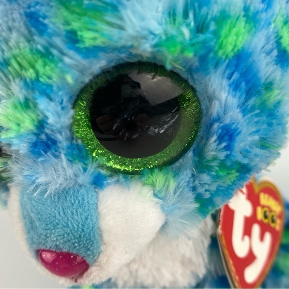 Ty Beanie Boos Leona the Leopard Plush 6 inches Blue and Green Stuffed Animal - Picture 12 of 12